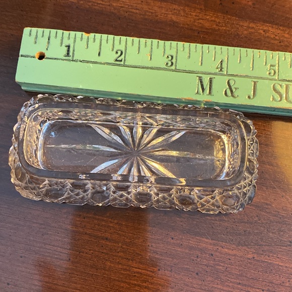 Hobnail Cut Glass Dressing Table Trinket Pot / Sterling Silver Lid - Picture 11 of 16